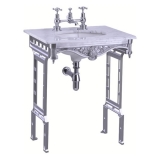 Burlington Мраморная столешница с подстольем из полированного алюминия 2G1 T38 w 65cm x d 57.5cm