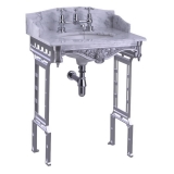 Burlington Мраморная столешница с подстольем из полированного алюминия 1G1 T38 w 65cm x d 57.5cm