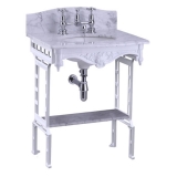 Burlington Мраморная столешница с подстольем из белого алюминия 3G1 T43 w 65cm x d 57.5cm