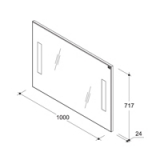 Caprigo AССORD 100, ЗЕРКАЛО НАВЕСНОЕ С ПОДСВЕТКОЙ 1000 мм x 24 мм