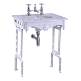 Burlington Мраморная столешница с подстольем из белого алюминия 11G1 T43 w 65cm x d 57.5cm
