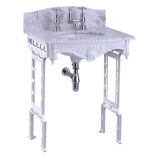 Burlington Мраморная столешница с подстольем из белого алюминия 12G1 T43 w 65cm x d 57.5cm